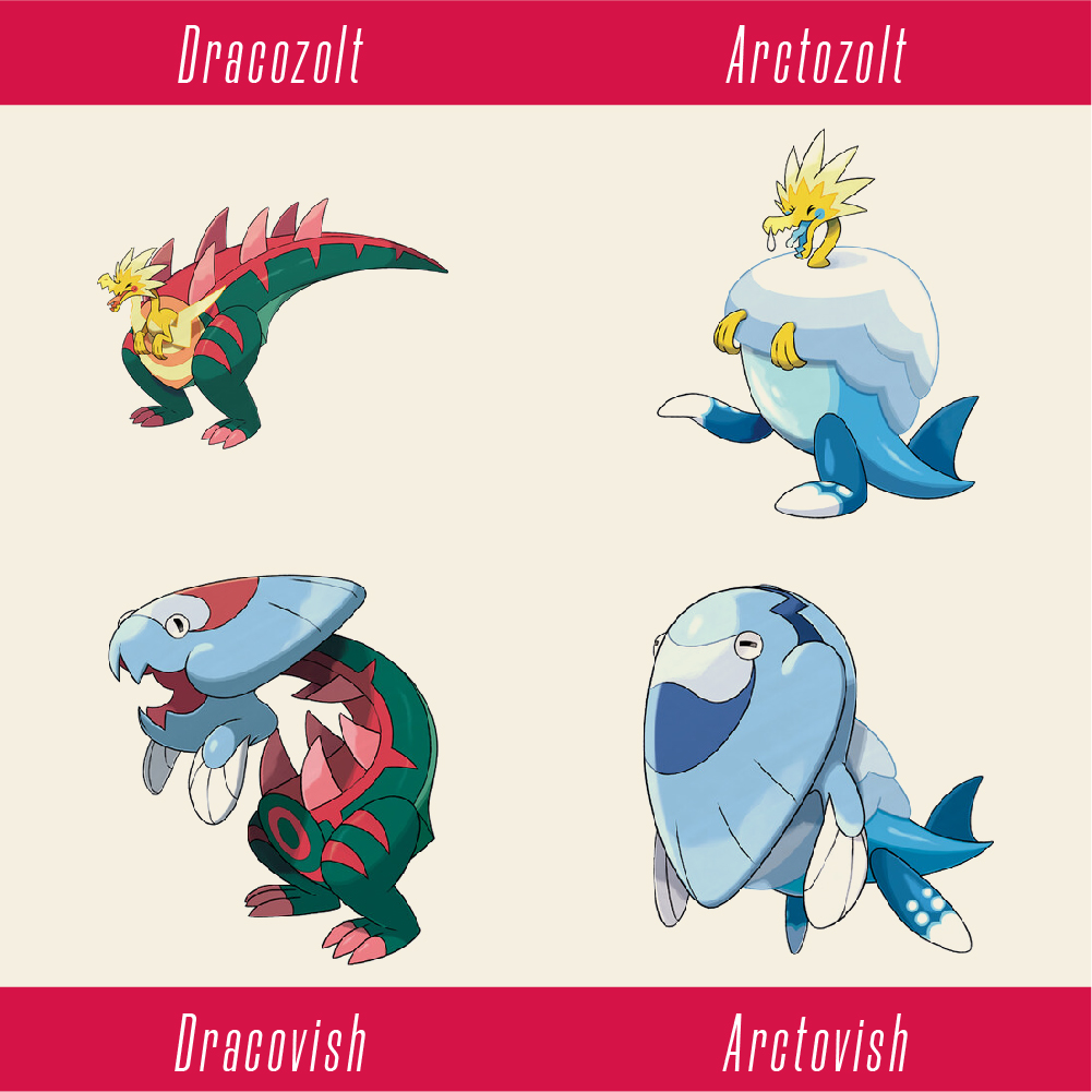 The four fossil Pokemon in Sword and Shield.