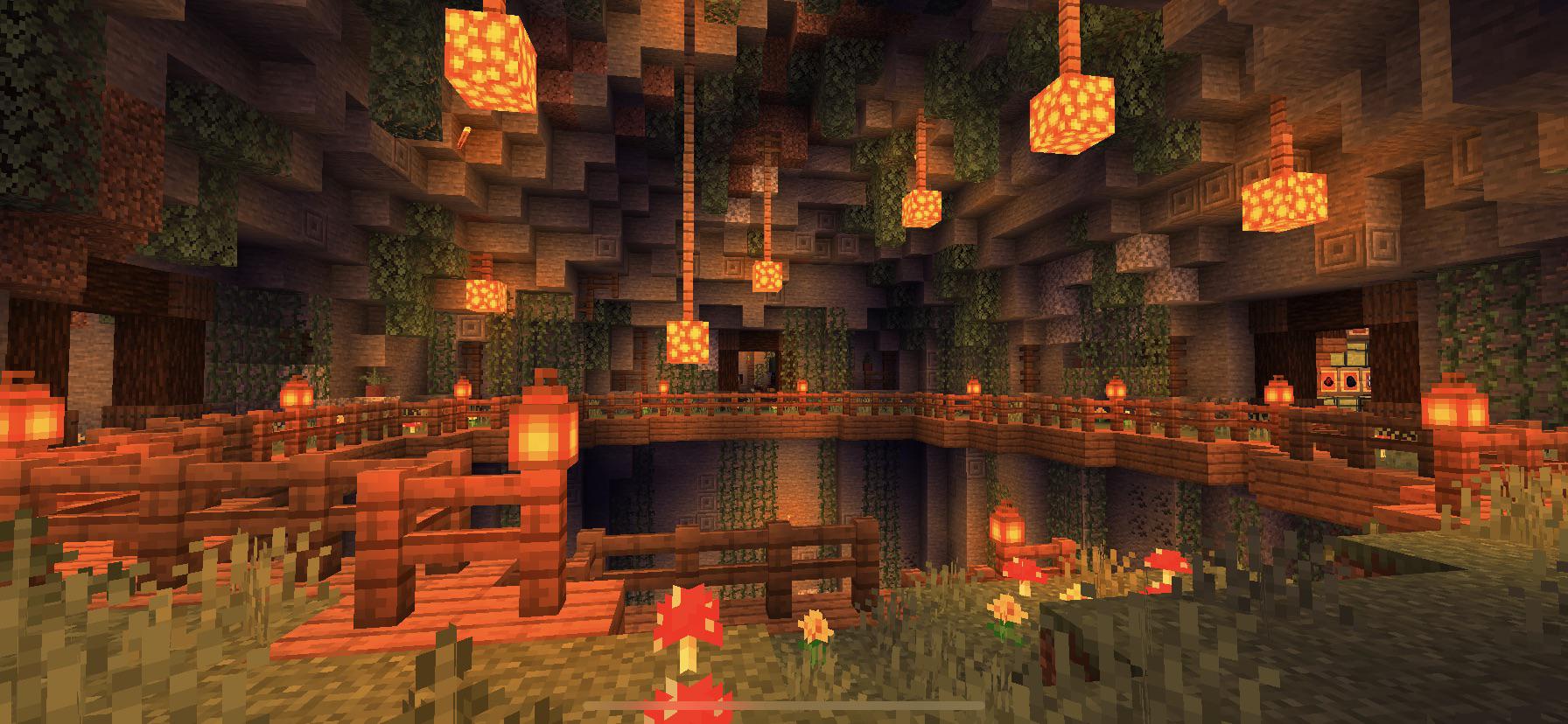an underground base in Minecraft