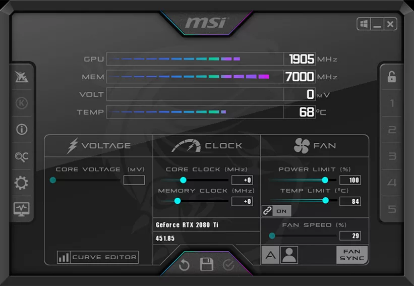 msi afterburner overclock 2080 ti