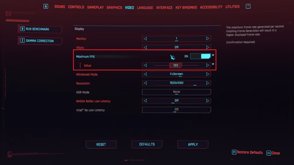 cyberpunk 2077 max fps limit 120fps